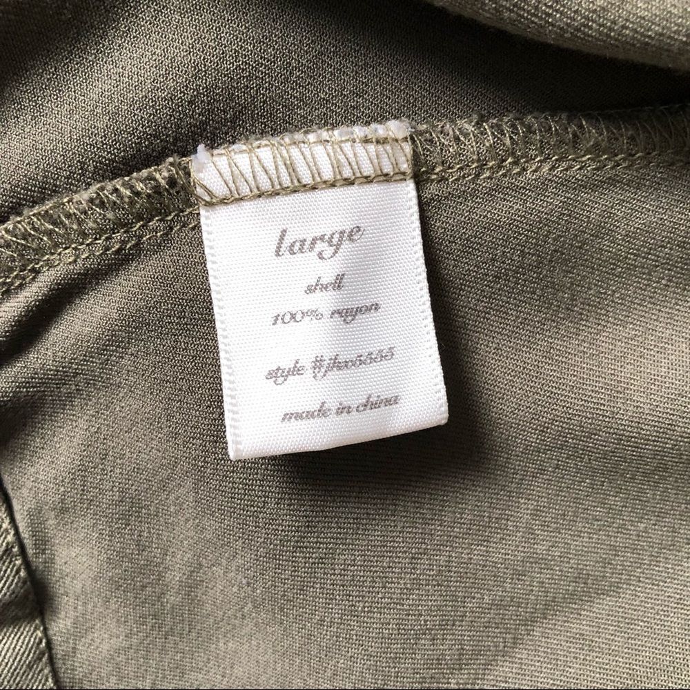 Francescas Miami Olive Green Draped Front Cinched Waist Vest Large — image 7 of 7